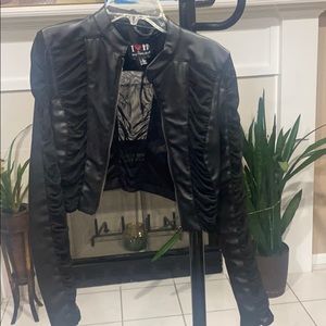 Sheer Leather Bomber Jacket